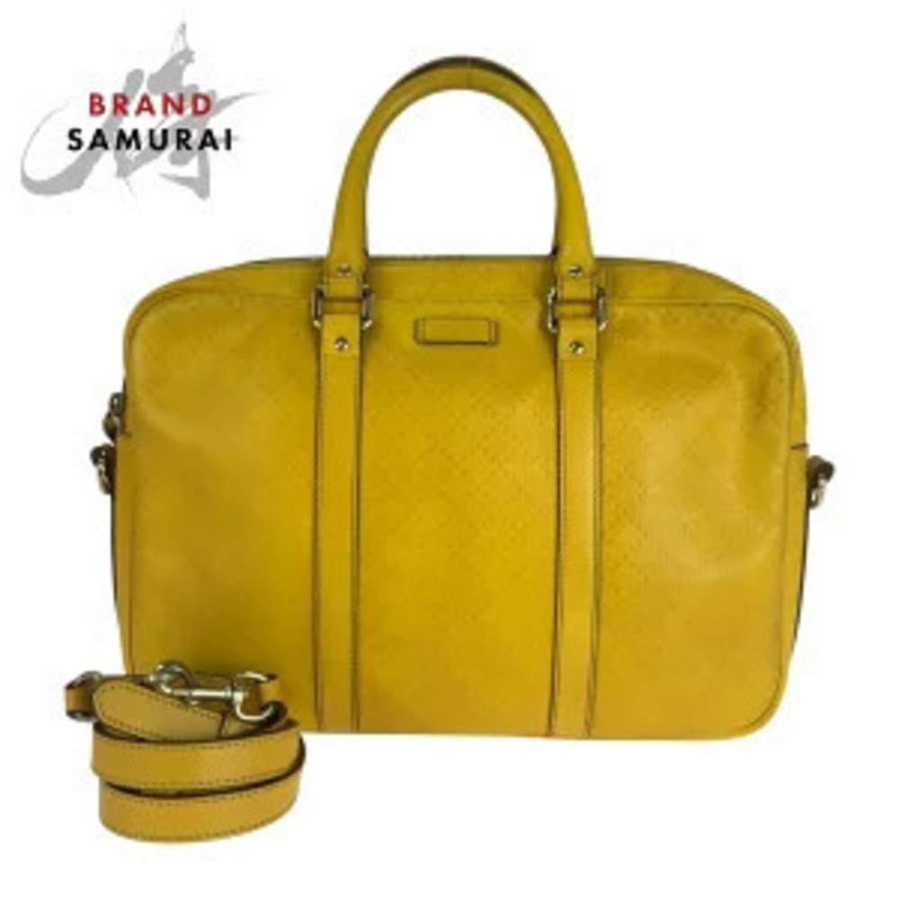 Gucci Diamante yellow leather bag business Briefcase shoulder